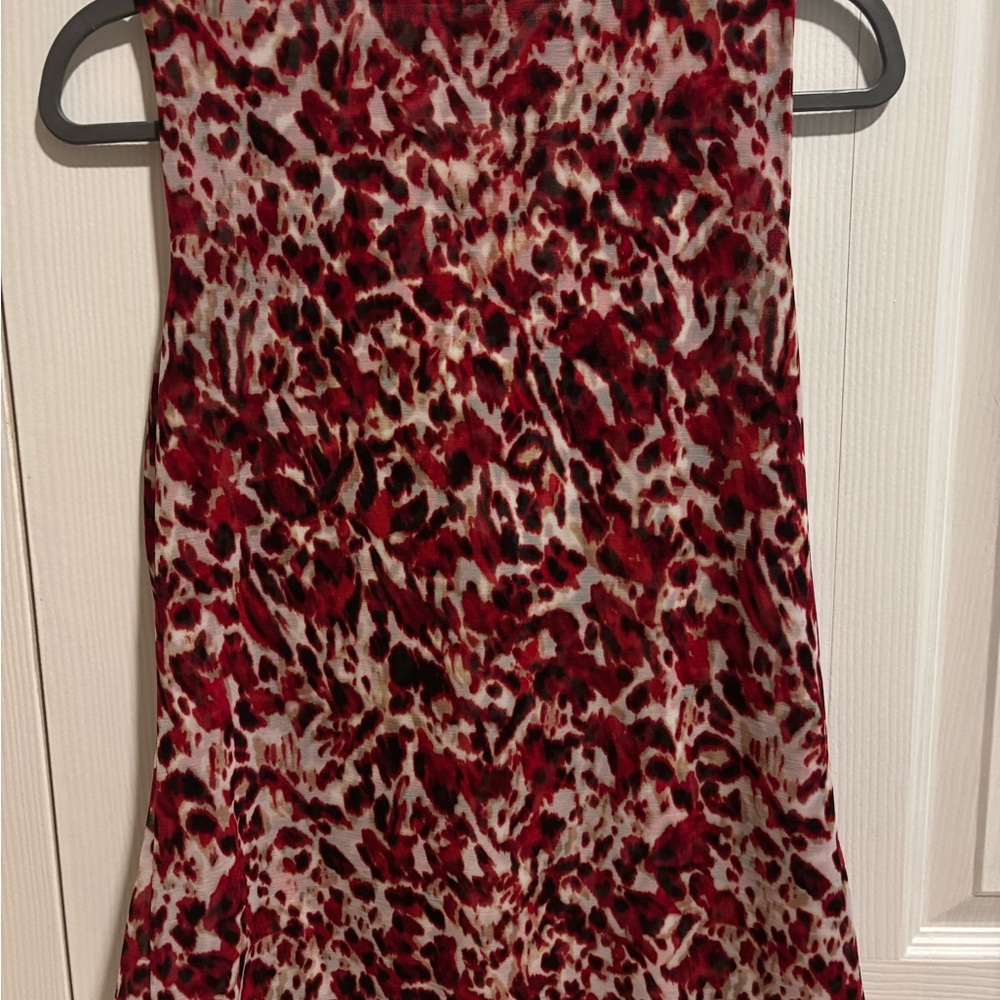 212 Collection Red and White Animal Print Top - Picture 2 of 4